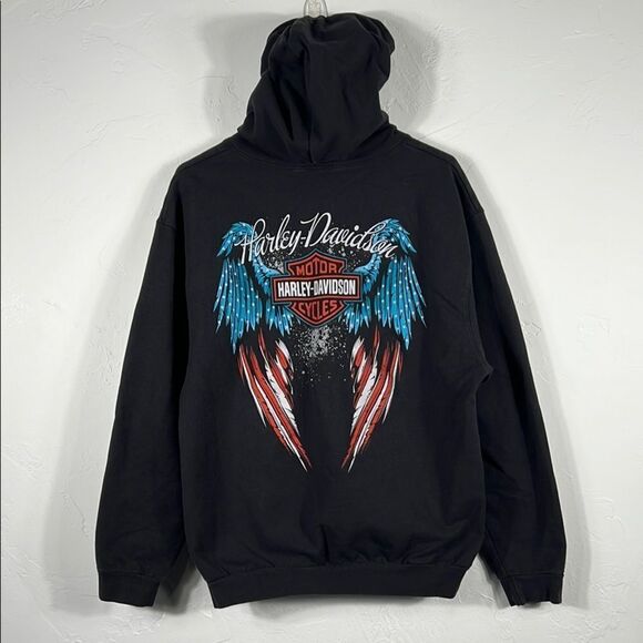 🔥 Vintage Y2K HARLEY-DAVIDSON San Diego Biker Zip Up HOODIE Jacket Size Lg - EU